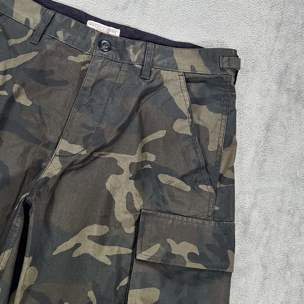 Wallace & Barnes Pants Mens 31x31 Green Camo Cargo Drawstring Hem Workwear